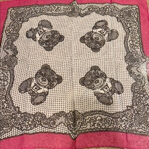 Moschino Pink and Black Toy Bear Scarf. NWT